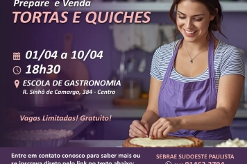 Prefeitura de itapeva abre inscrições para curso profissionalizante de tortas e quiches