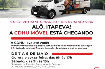 Secretaria de Desenvolvimento Urbano recebe o CDHU Móvel nos dias 7, 8 e 9 de maio na Secretaria de Esportes