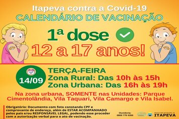 PRIMEIRA DOSE de PFIZER para jovens de 12 a 17 anos será na terça (14/09)
