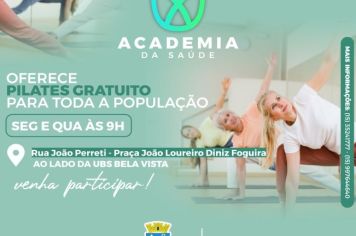 Prefeitura oferece aulas gratuitas de Pilates na Academia da Saúde