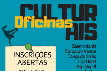 As inscrições das Oficinas Culturais ainda estão abertas e vão até o dia 18/06