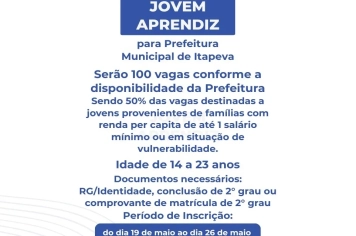 Secretaria de Administração e Recursos Humanos e Adesai estão com as inscrições abertas para o programa Jovem Aprendiz até o dia 26 de maio