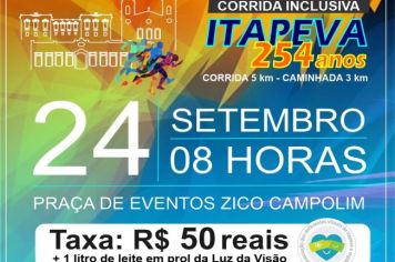 Corrida Inclusiva será realizada em Itapeva como parte das comemorações do aniversário da cidade 