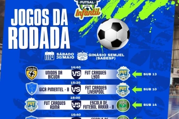 Itapeva terá jogos da rodada na Copa Cidade de Itapeva de Futsal Infantil neste sábado