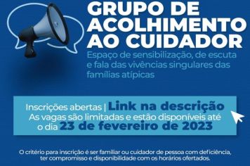 Grupo de Acolhimento ao Cuidador está com inscrições abertas 