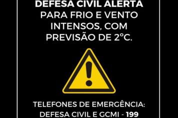 Defesa Civil alerta sobre as baixas temperaturas