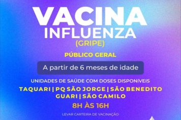 Vacina contra a #GRIPE está disponível para toda a população