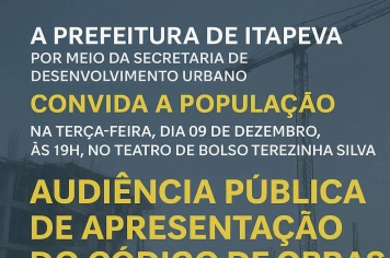 Prefeitura de Itapeva convida população para Audiência Pública sobre atualização do Código de Obras