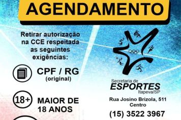 Agendamento para a utilização dos espaços esportivos