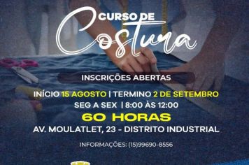 Curso gratuito de costura está com inscrições abertas