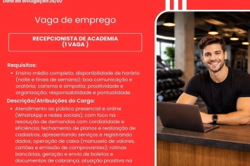 PAT divulga a abertura de nova vaga de emprego em Itapeva