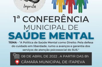 1ª CONFERÊNCIA MUNICIPAL DE SAÚDE MENTAL SERÁ REALIZADA