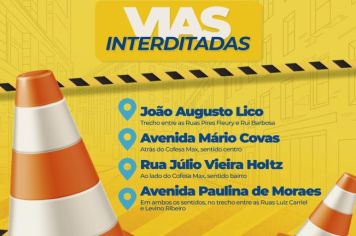 Confira as interdições de vias em Itapeva