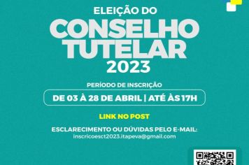 Inscrições abertas até o dia 28 de abril para eleição do Conselho Tutelar