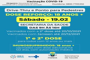 CONFIRA O CRONOGRAMA DE VACINAÇÃO DESTE SÁBADO (19)