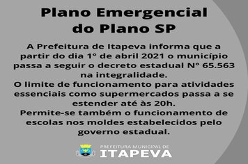 Itapeva passa a seguir na íntegra o Decreto do Estado de Fase Emergencial