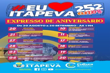 Secretaria de Cultura e Turismo realizará de 20 de agosto a 20 de setembro, programação dos 252 anos de Itapeva