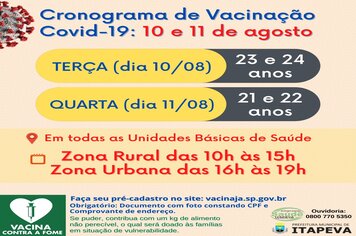 Itapeva vacinará munícipes de 21 a 24 anos nesta terça (10) e quarta (11)