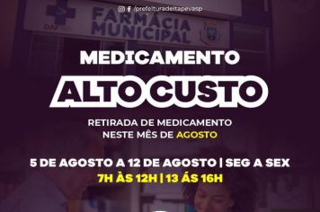 Confira os horários para a retirada de medicamentos do Alto Custo 