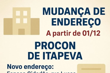 Procon de Itapeva estará em novo endereço a partir do dia 1º de dezembro
