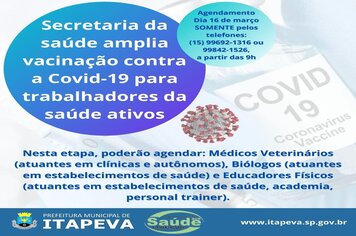 Secretaria da saúde amplia vacinação contra a Covid-19 para trabalhadores da saúde ativos