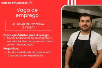 PAT divulga a abertura de nova vaga de emprego em Itapeva