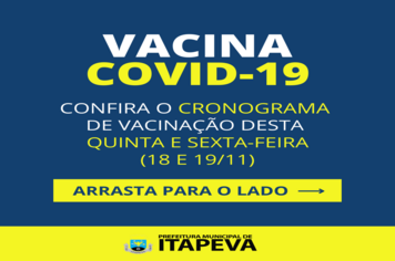 Atenção para o calendário de vacinação desta quinta e sexta-feira (18 e 19 de novembro)