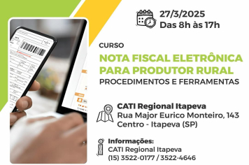 Produtor rural de Itapeva pode participar de curso de Nota Fiscal Eletrônica