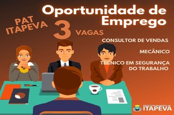 PAT de Itapeva divulga 3 novas vagas de emprego