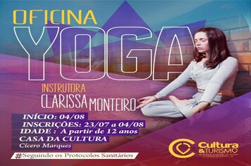 Secretaria da Cultura e Turismo está com as inscrições abertas até o dia 4 de agosto para oficinas de yoga