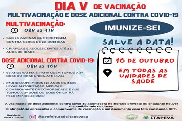 Dia V de Vacinação: Dose Adicional contra a Covid-19 e Multivacinação
