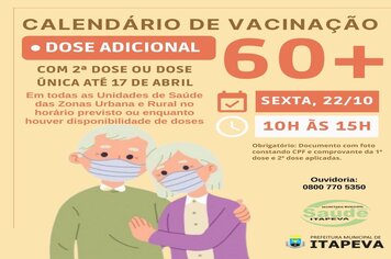 Itapeva aplicará dose adicional para idosos com mais de 60 anos na sexta-feira (22)