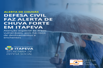 Defesa Civil orienta a população para ocorrência de chuvas até esta quinta-feira (13)
