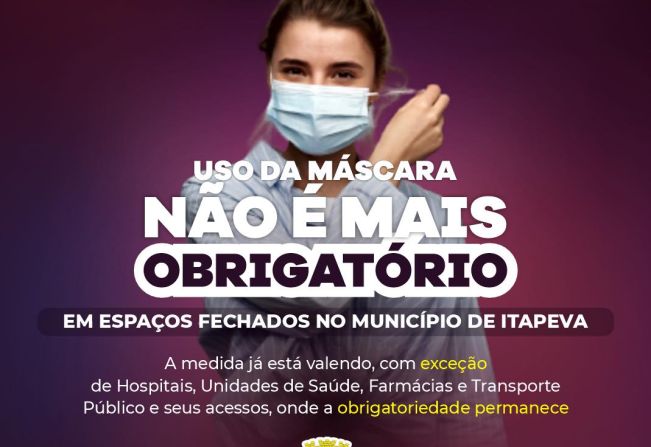 Uso de máscara não é mais obrigatório em locais fechados