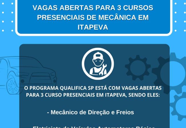 Inscrições abertas para 3 novos cursos gratuitos de mecânica automotiva