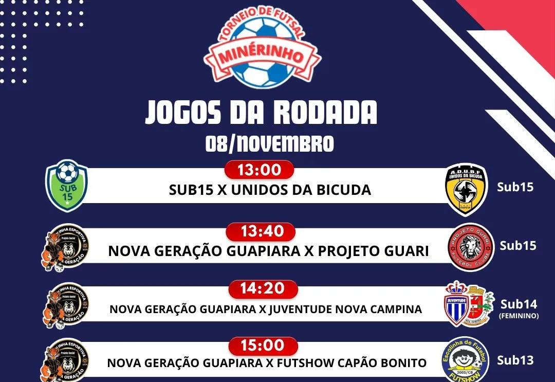 Torneio de Futsal Minérinho agita o Ginásio CCE neste fim de semana