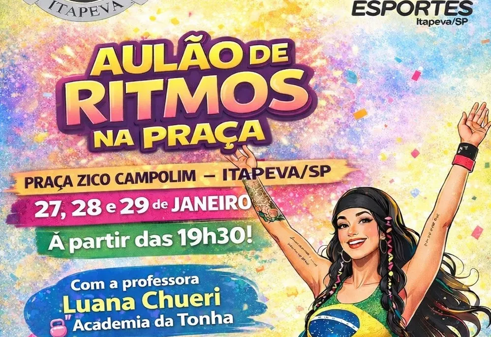 Secretaria de Esportes realiza de 27 a 29 de janeiro, Aulão de Ritmos na Praça de Eventos