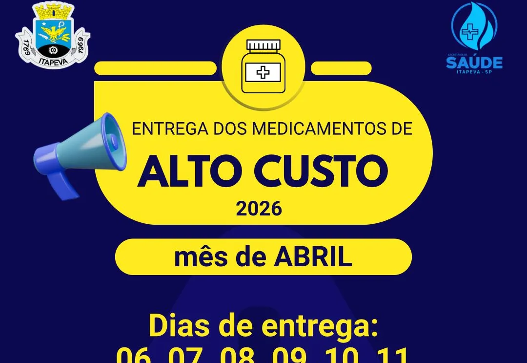 Medicamentos de Alto Custo serão entregues de 06 a 11 de abril