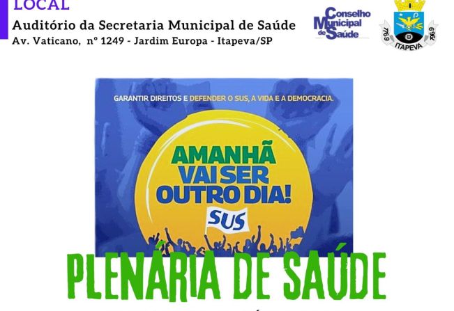 População é convidada a participar da  Plenária de Saúde