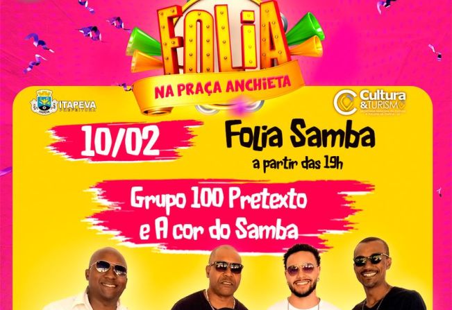 Neste sábado (10) a folia carnavalesca irá agitar a Praça Anchieta