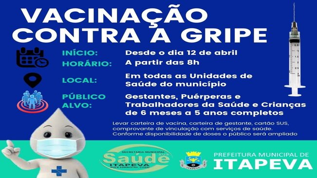 Crianças de 6 meses a 5 anos são incluídas na Vacinação contra a Gripe