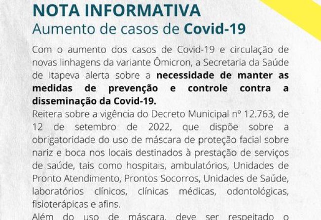 Secretaria da Saúde alerta que casos de Covid-19 aumentam em Itapeva 
