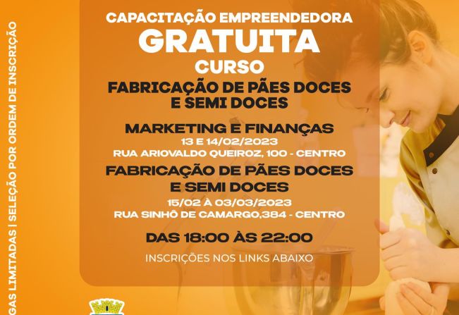 Prefeitura oferece cursos de capacitação empreendedora gratuita