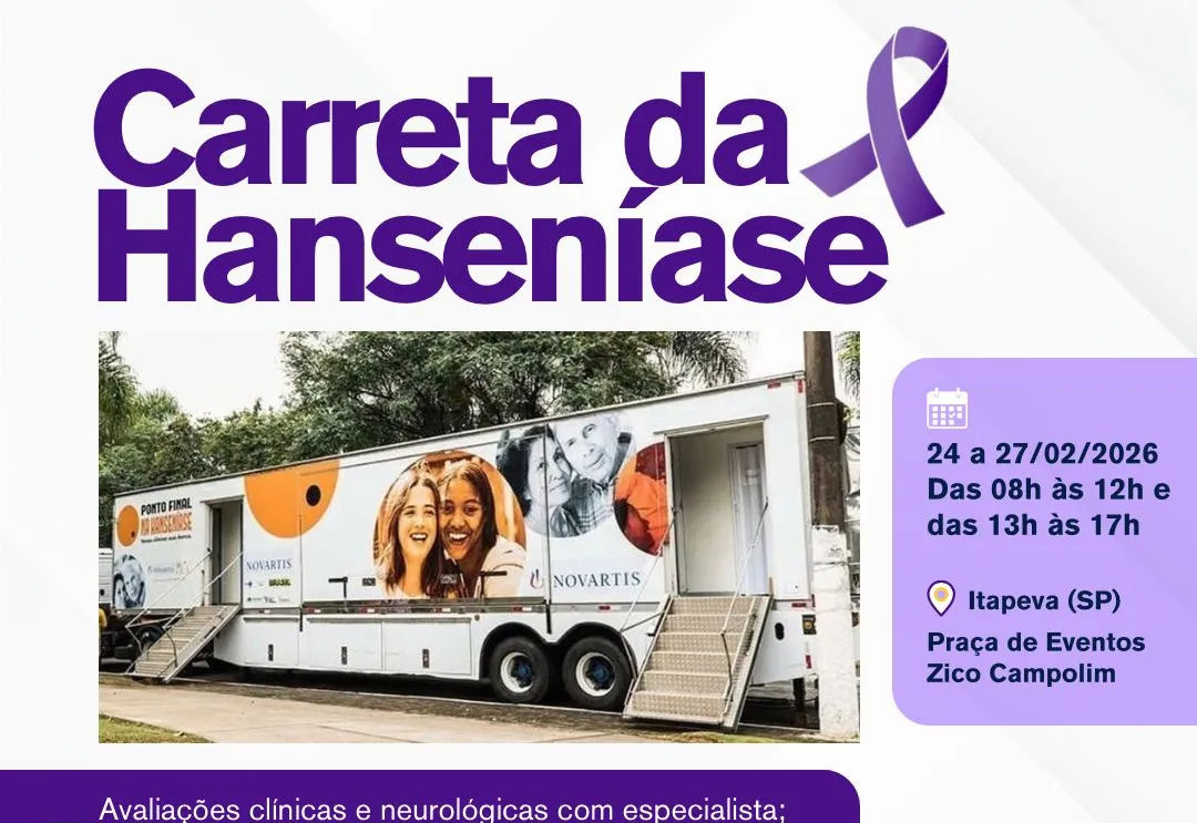 Carreta da Hanseníase realiza atendimentos gratuitos em Itapeva de 24 a 27 de fevereiro