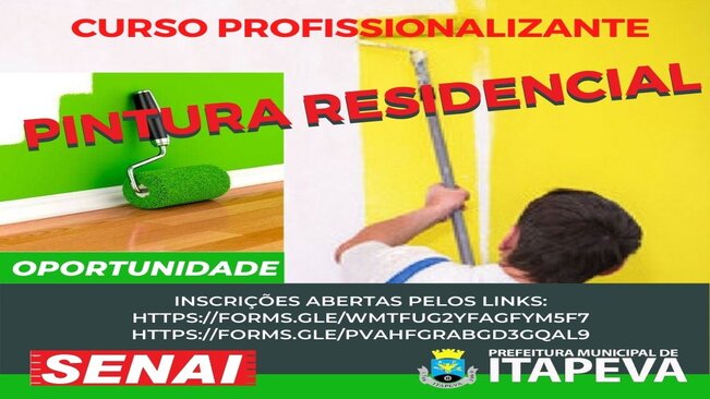 Abertas as inscrições para o curso profissionalizante de pintura residencial