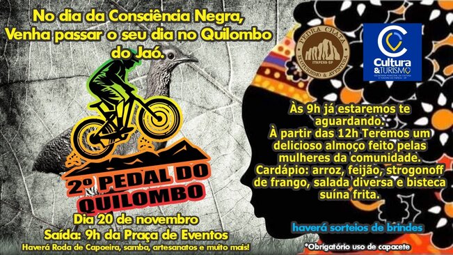 No dia da Consciência Negra, Prefeitura de Itapeva e Pedra Chata Ecoturismo, realizam o 2º Pedal do Quilombo