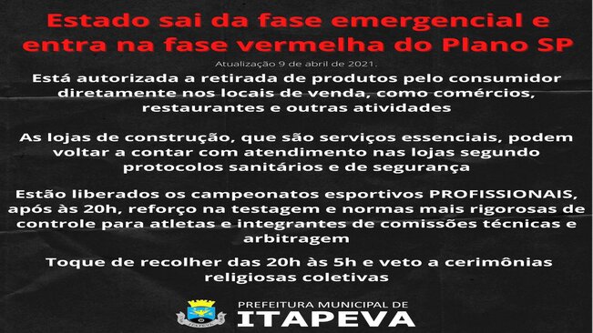 Estado sai da fase emergencial e entra na fase vermelha do Plano SP