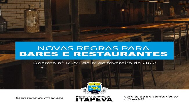 CONFIRA AS NOVAS REGRAS DE FUNCIONAMENTO PARA BARES E RESTAURANTES EM ITAPEVA