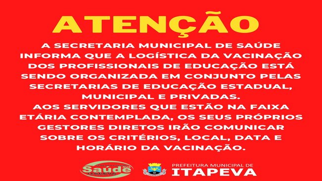 Comunicado aos profissionais da Educação sobre vacinação contra Covid-19