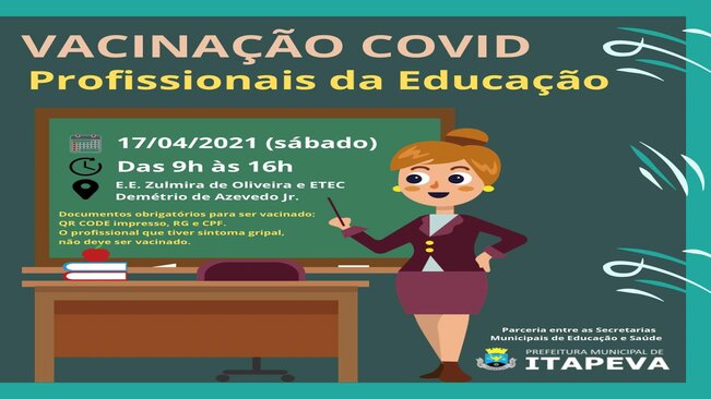 Profissionais da Educação de Itapeva serão imunizados contra a Covid-19